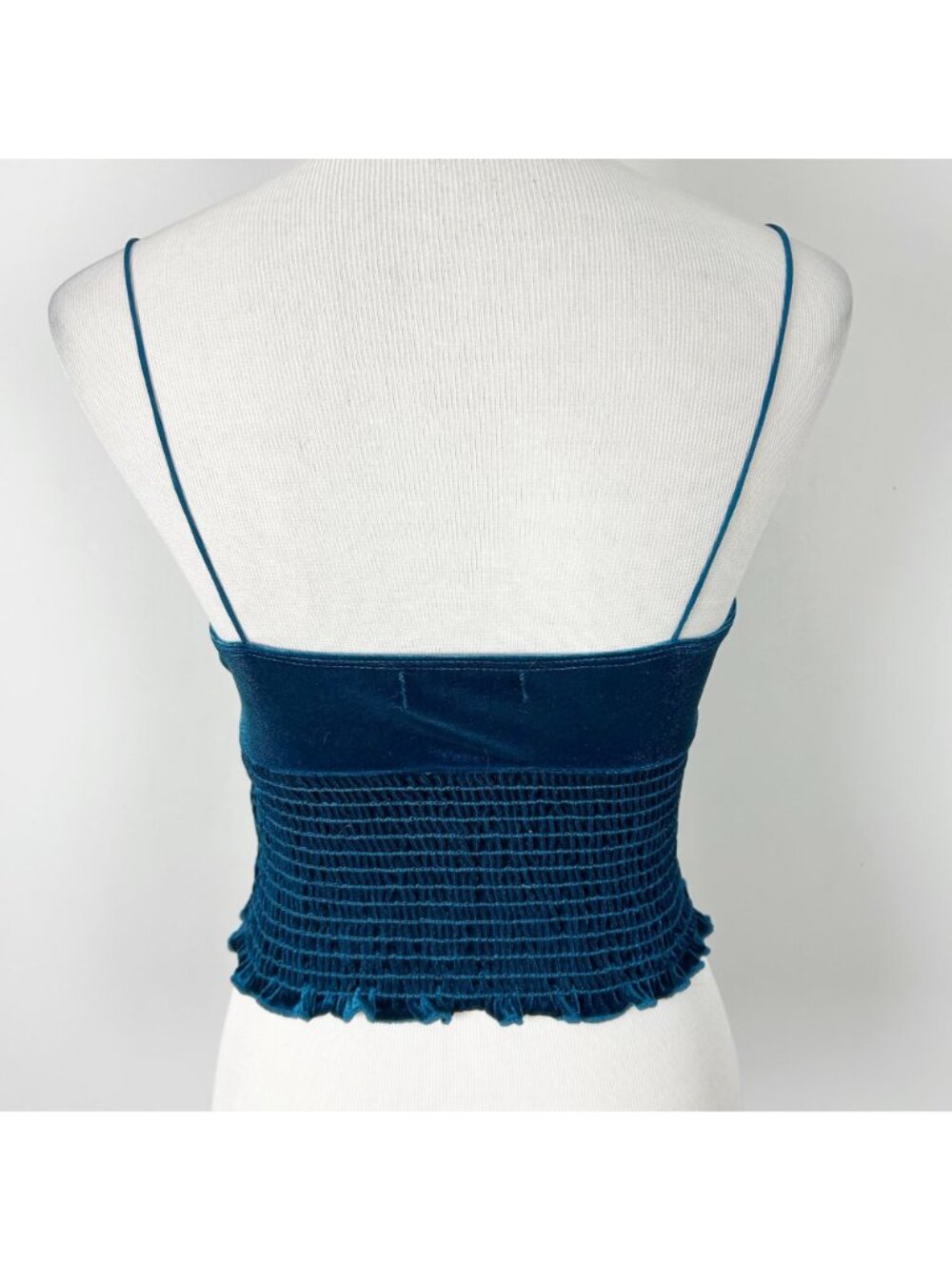 Urban Outfitters Turquoise Velvet Crop Top Cami Milkmaid Whimsigoth Size Medium - Picture 3 of 4